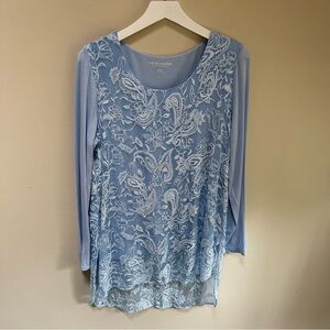 Soft Surroundings ~ Adele Embroidered Silk Long Sleeve Tunic Top in size Medium